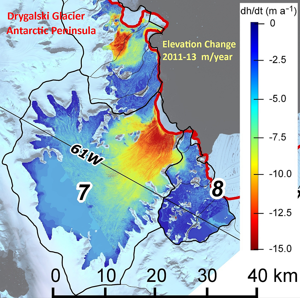 Elevation Change Drygalski Glacier 2011-2013